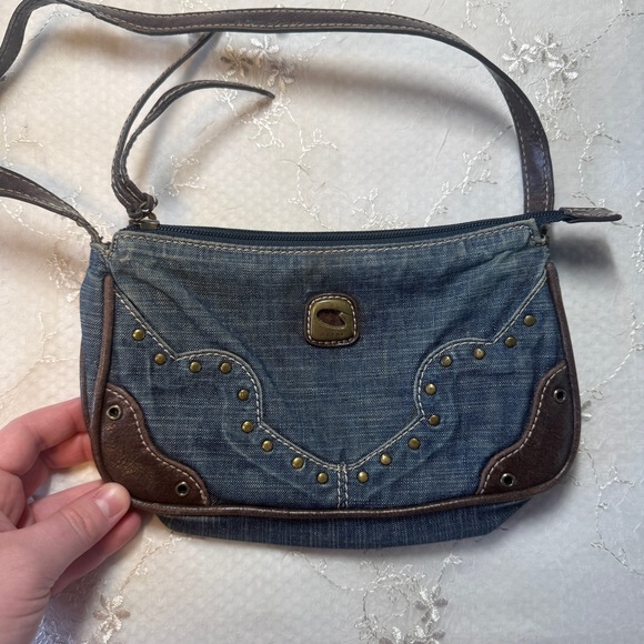 vintage y2k guess denim + leather mini shoulder bag - Picture 4 of 8